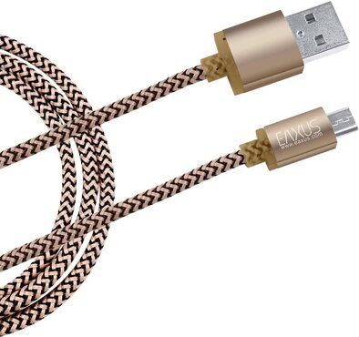 Eaxus®️ Daten-/Ladekabel microUSB auf USB-A, geflochten, 3 Meter, Gold.